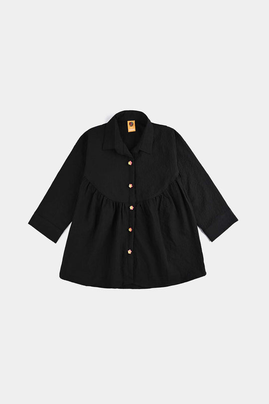 Girls Poly Mesh Casual Top Blended - BLACK