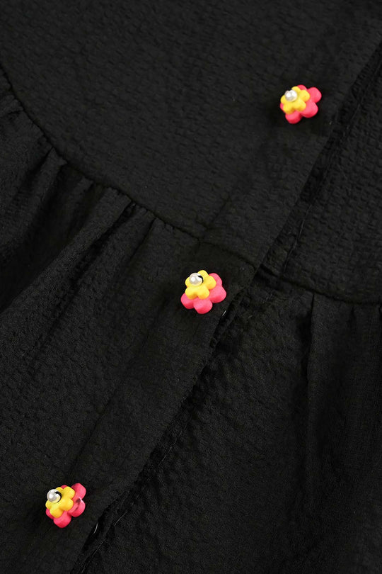 Girls Poly Mesh Casual Top Blended - BLACK