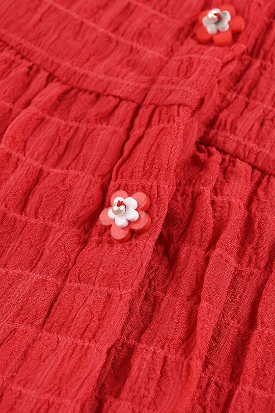 Girls Poly Mesh Casual Top Chilli - RED