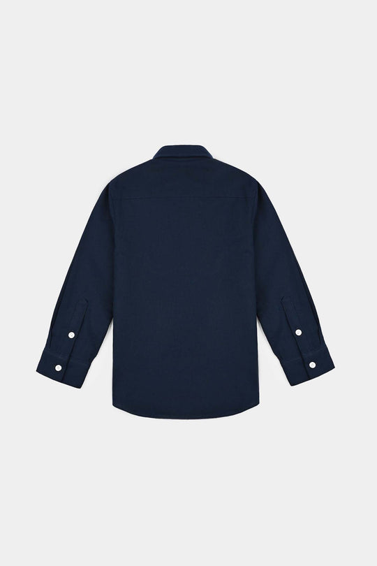 Boys Cotton Twill Shirt F/S- NAVY