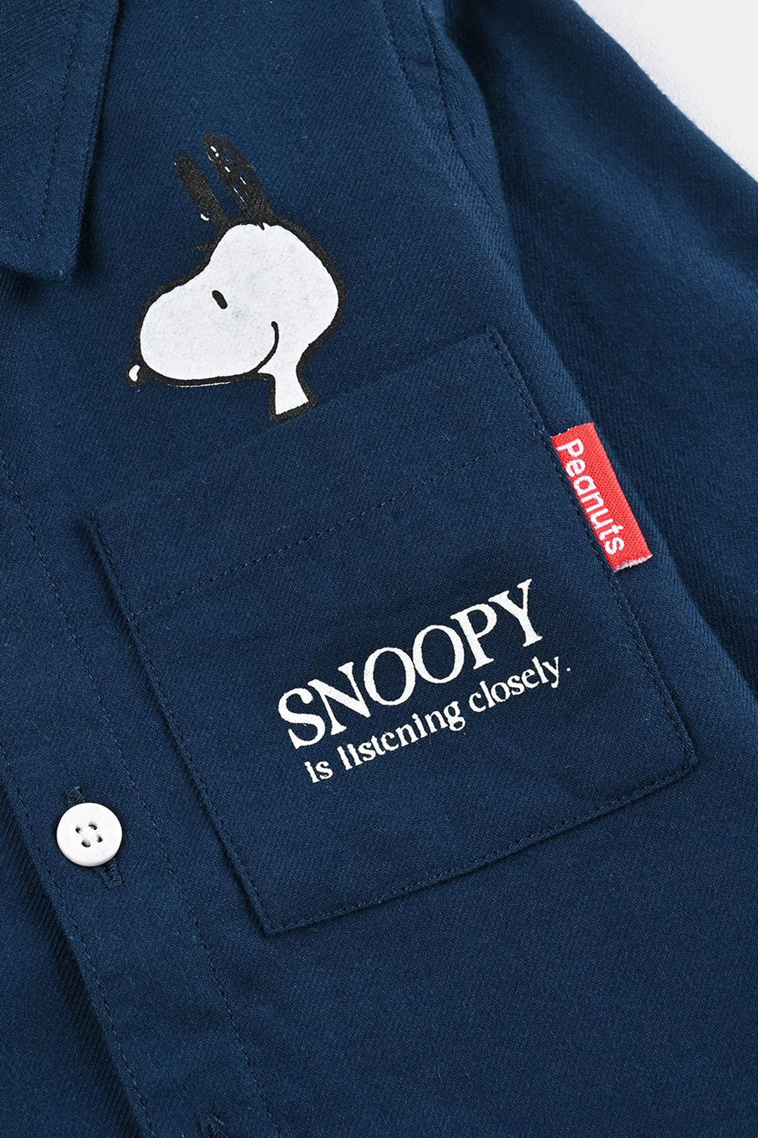 Infant Boys Cotton Twill Shirt F/S (Peanuts) - Blue