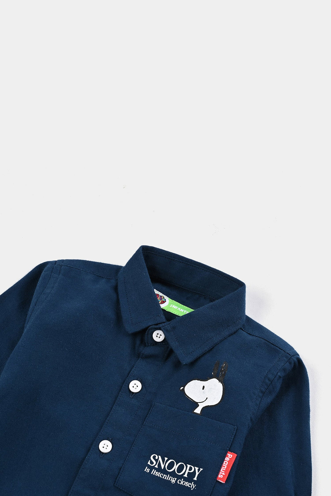Infant Boys Cotton Twill Shirt F/S (Peanuts) - Blue