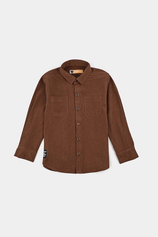Boys Corduroy Shirt F/S (Today) - BROWN