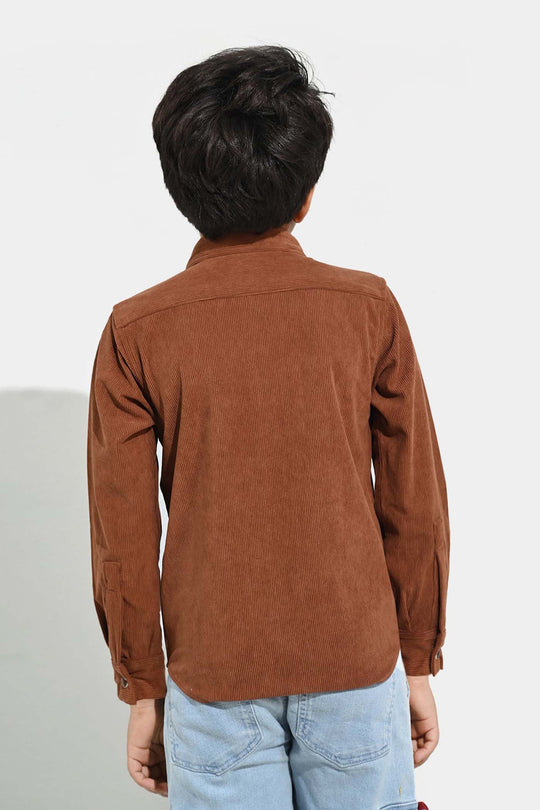 Boys Corduroy Shirt F/S (Today) - BROWN