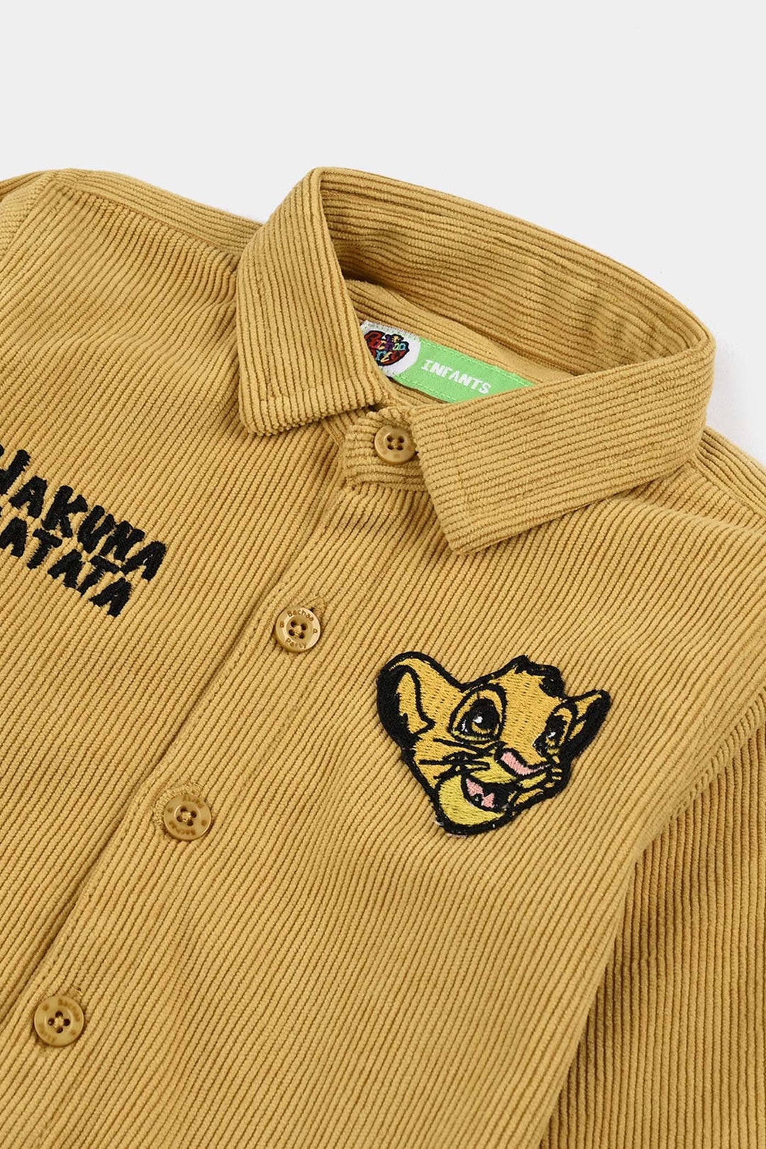 Infant Boys Corduroy Shirt (Hakuna Matata) - Mustard/yellow