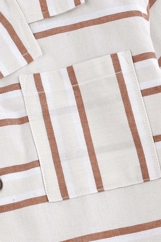 Boys Yarn Dyed Shirt H/S (Choco Lines) - Beige Stripes