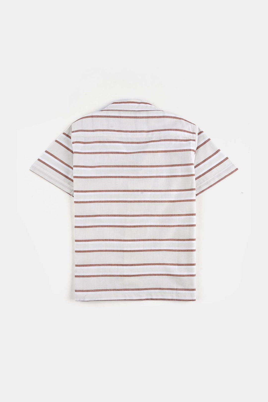 Boys Yarn Dyed Shirt H/S (Choco Lines) - Beige Stripes