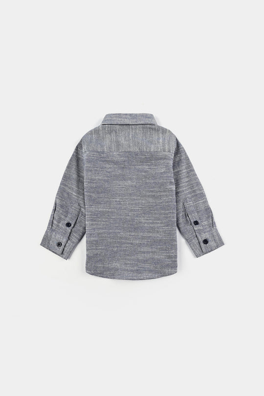 Infant Boys Yarn Dyed Shirt F/S (Bear Here)