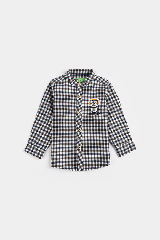 Infant Boys Yarn Dyed Shirt F/S (Rustic Navy) - Multi Check