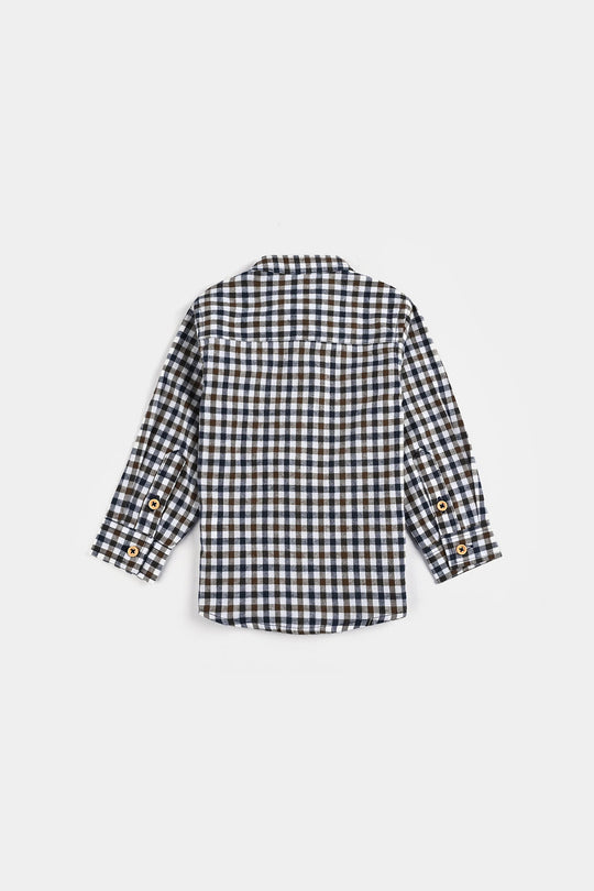 Infant Boys Yarn Dyed Shirt F/S (Rustic Navy) - Multi Check