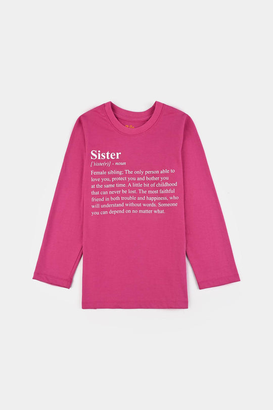 Girls Cotton Jersey T-Shirt F/S SISTER-Purple