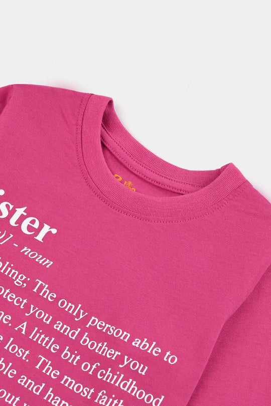 Girls Cotton Jersey T-Shirt F/S SISTER-Purple