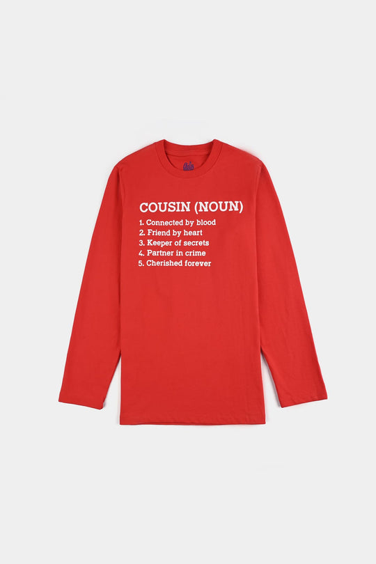 Girls Cotton Jersey T-Shirt F/S Cousin (Noun)-H.R.Red
