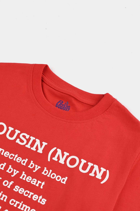 Girls Cotton Jersey T-Shirt F/S Cousin (Noun)-H.R.Red
