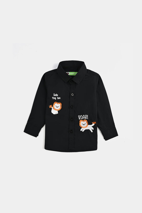 Infant Boys Cotton Shirt (Roar) - BLACK