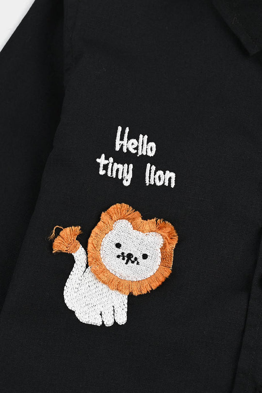 Infant Boys Cotton Shirt (Roar) - BLACK
