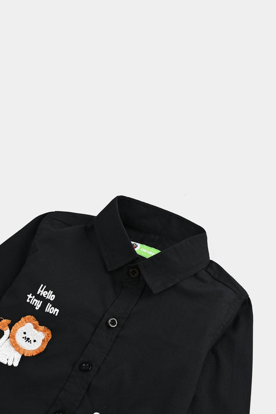 Infant Boys Cotton Shirt (Roar) - BLACK