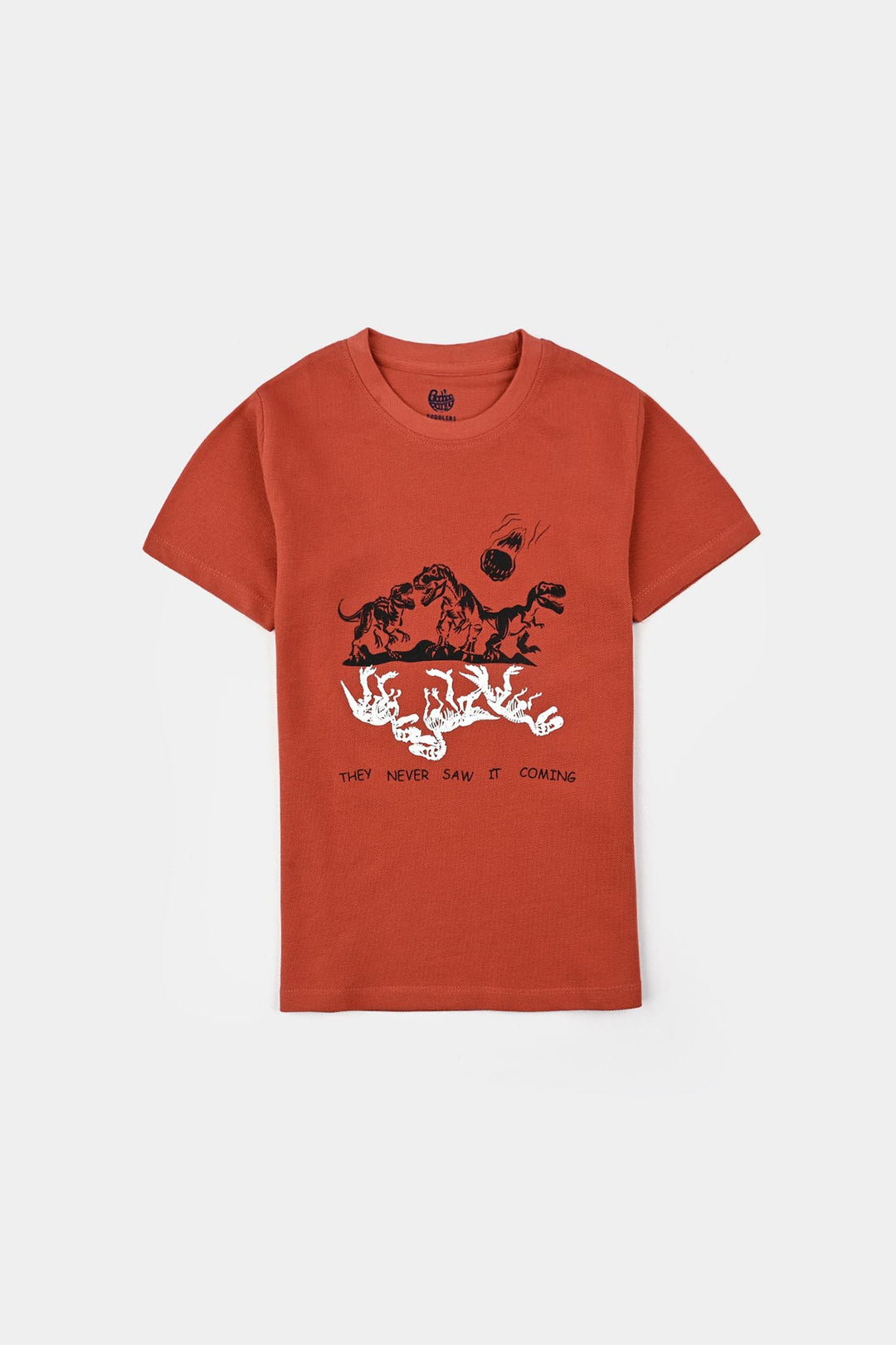 Boys Jumbo Pique T-Shirt H/S Dinosaur - Burnt Orange
