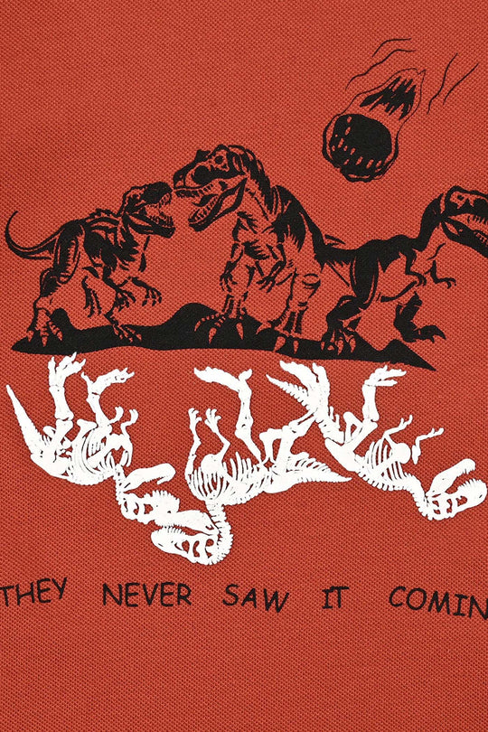Boys Jumbo Pique T-Shirt H/S Dinosaur - Burnt Orange