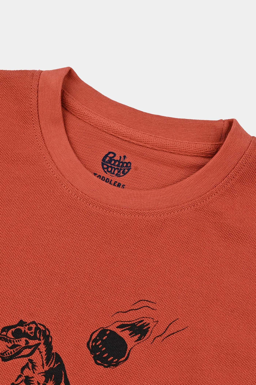 Boys Jumbo Pique T-Shirt H/S Dinosaur - Burnt Orange