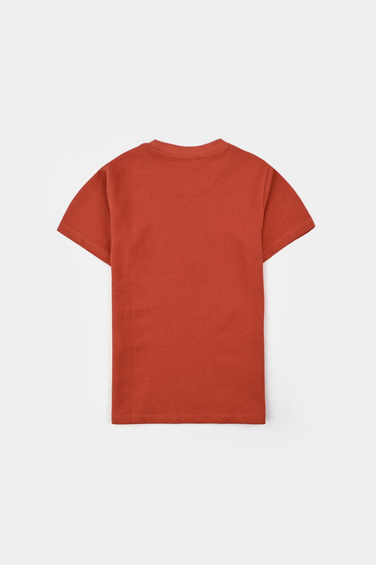 Boys Jumbo Pique T-Shirt H/S Dinosaur - Burnt Orange