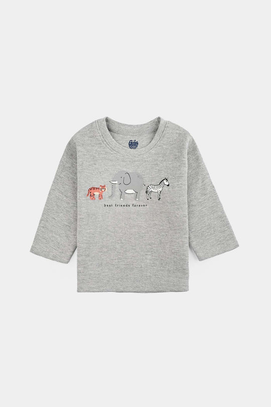Infant Boys Thermal T-Shirt F/S Friends Forever-Htr.Grey