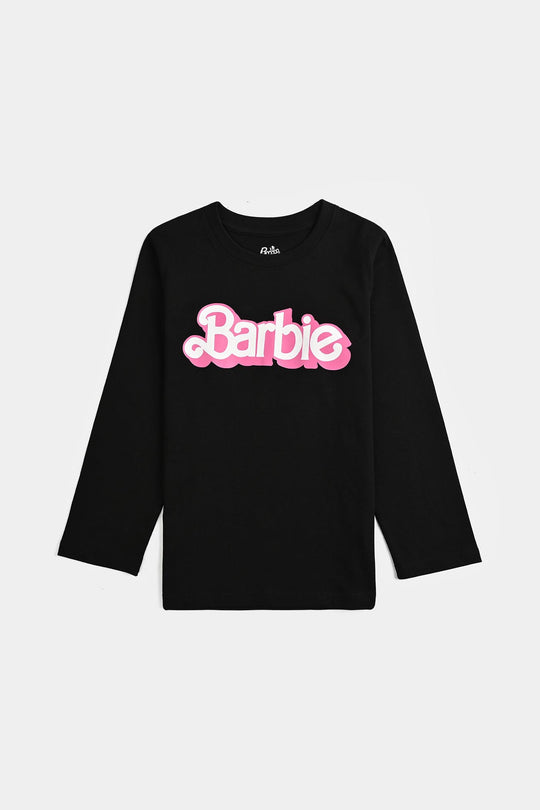 Girls Cotton Jersey T-Shirt F/S-BLACK