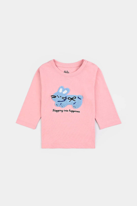 Infant Girls Cotton Jersey T-Shirt F/S Into Happiness-Candy Pink