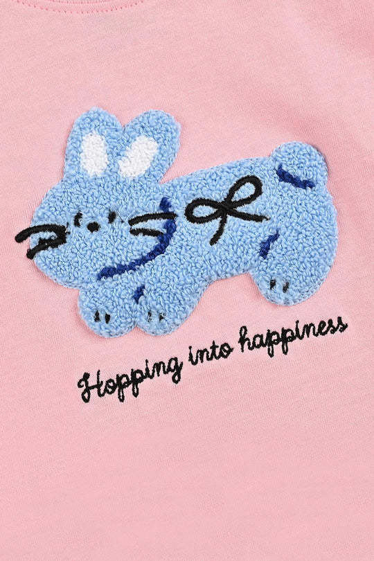 Infant Girls Cotton Jersey T-Shirt F/S Into Happiness-Candy Pink