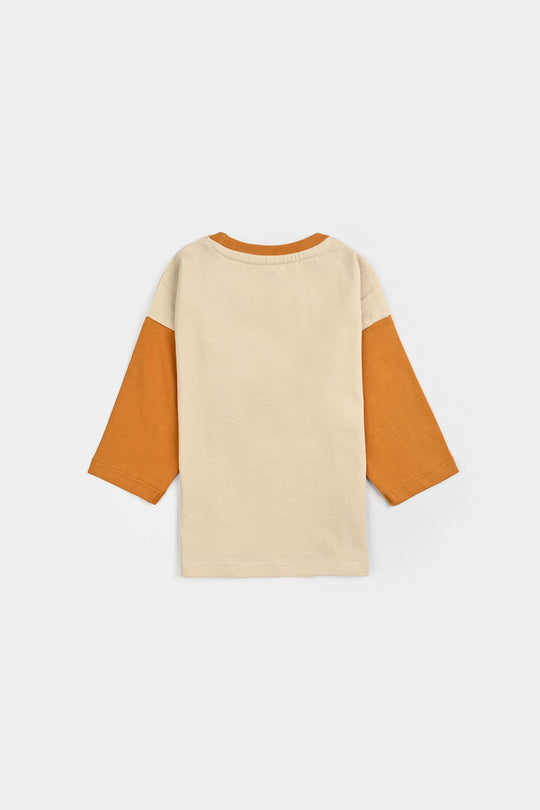 Infant Boys Cotton Jersey T-Shirt F/S The Fun Duo-Wood Ash