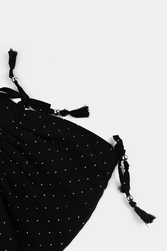 Girls Georgette Casual Top Black Star Dust