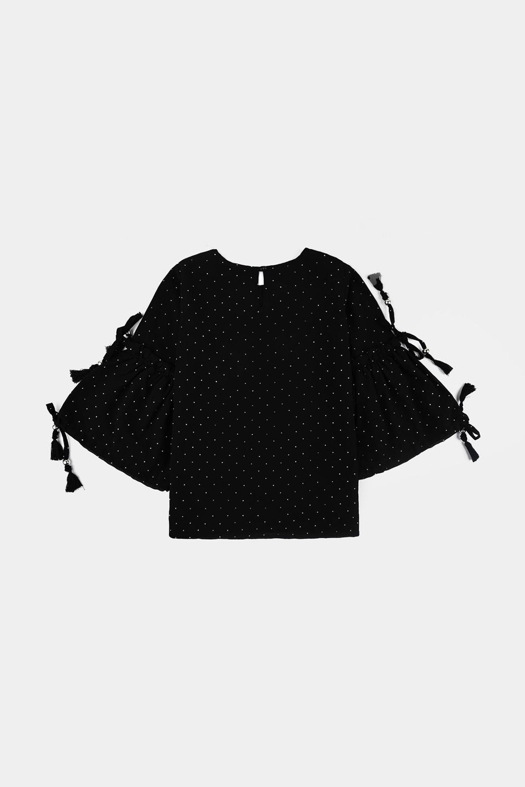 Girls Georgette Casual Top Black Star Dust