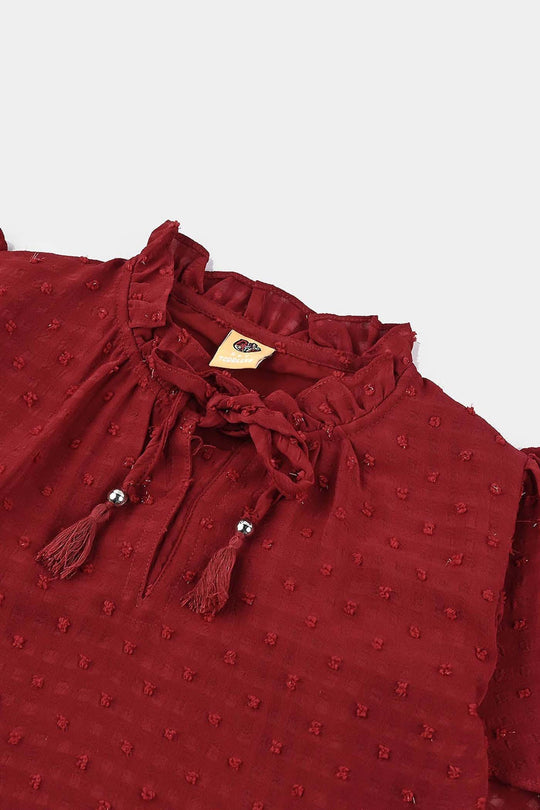 Girls Casual Top -MAROON Chiffon