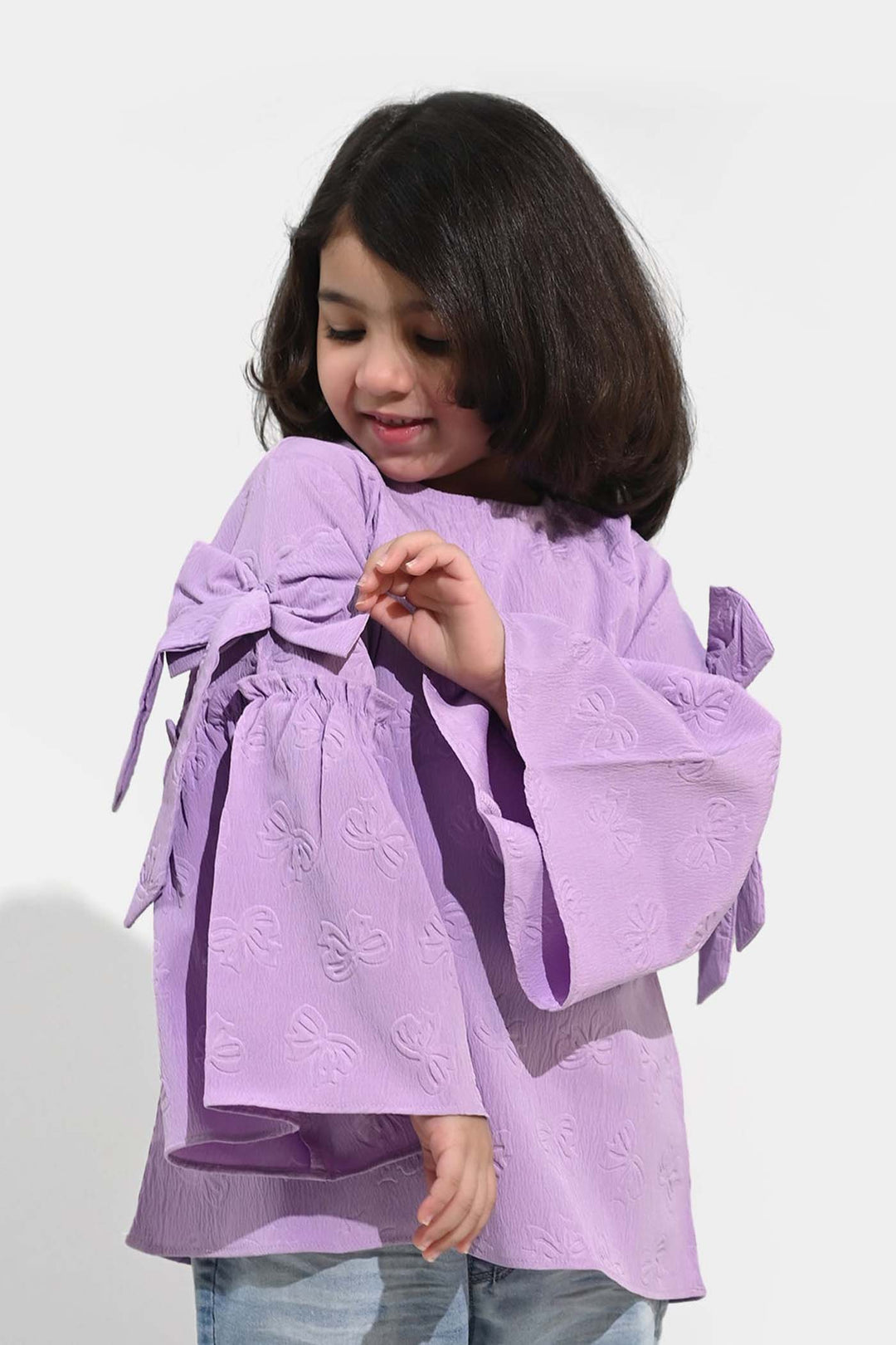 Girls Poly Crinkle Casual Top Lavender Dreams