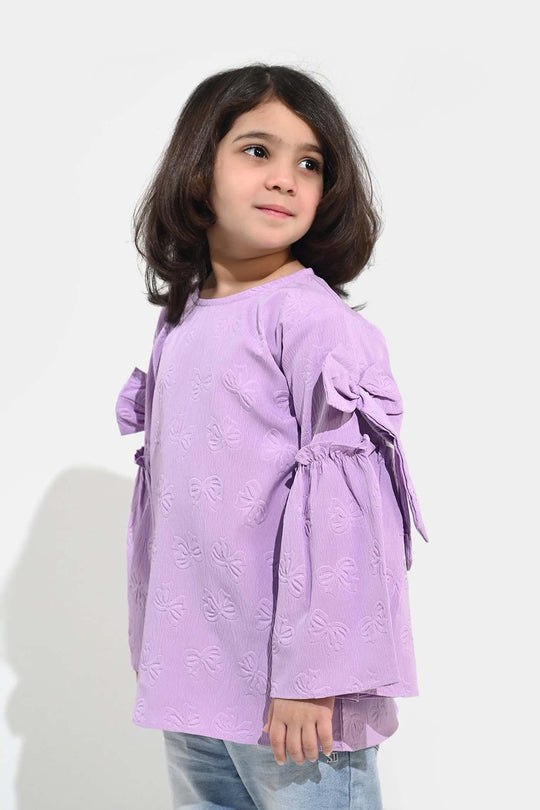 Girls Poly Crinkle Casual Top Lavender Dreams