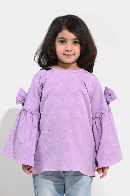 Girls Poly Crinkle Casual Top Lavender Dreams