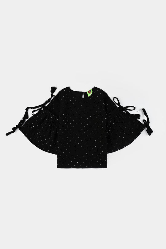 Infant Girls Georgette Casual Top Black Star Dust