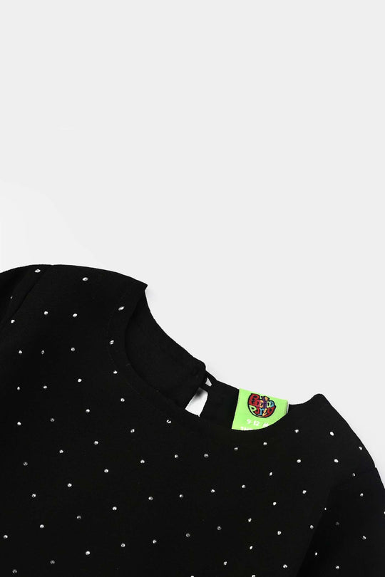 Infant Girls Georgette Casual Top Black Star Dust