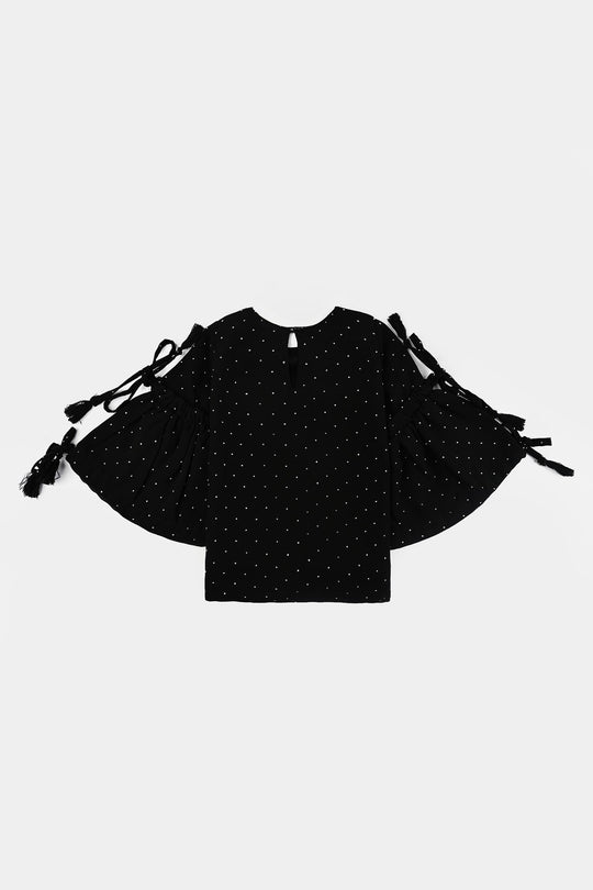 Infant Girls Georgette Casual Top Black Star Dust