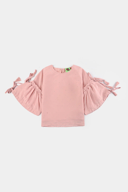 Infant Girls Georgette Casual Top Pink Star Dust-Pink