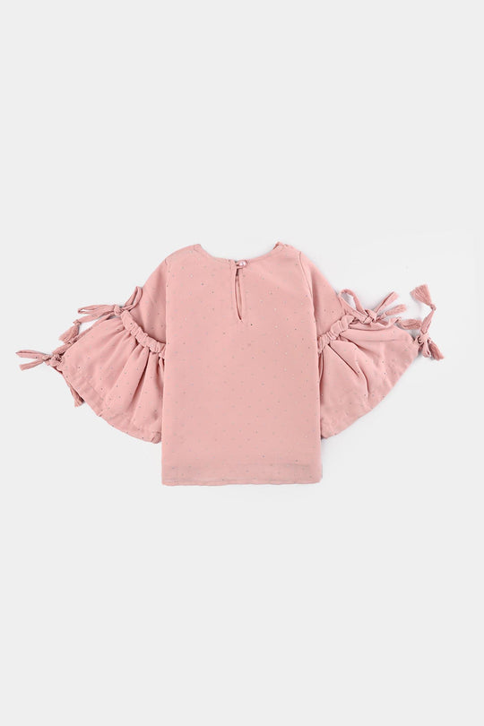 Infant Girls Georgette Casual Top Pink Star Dust-Pink