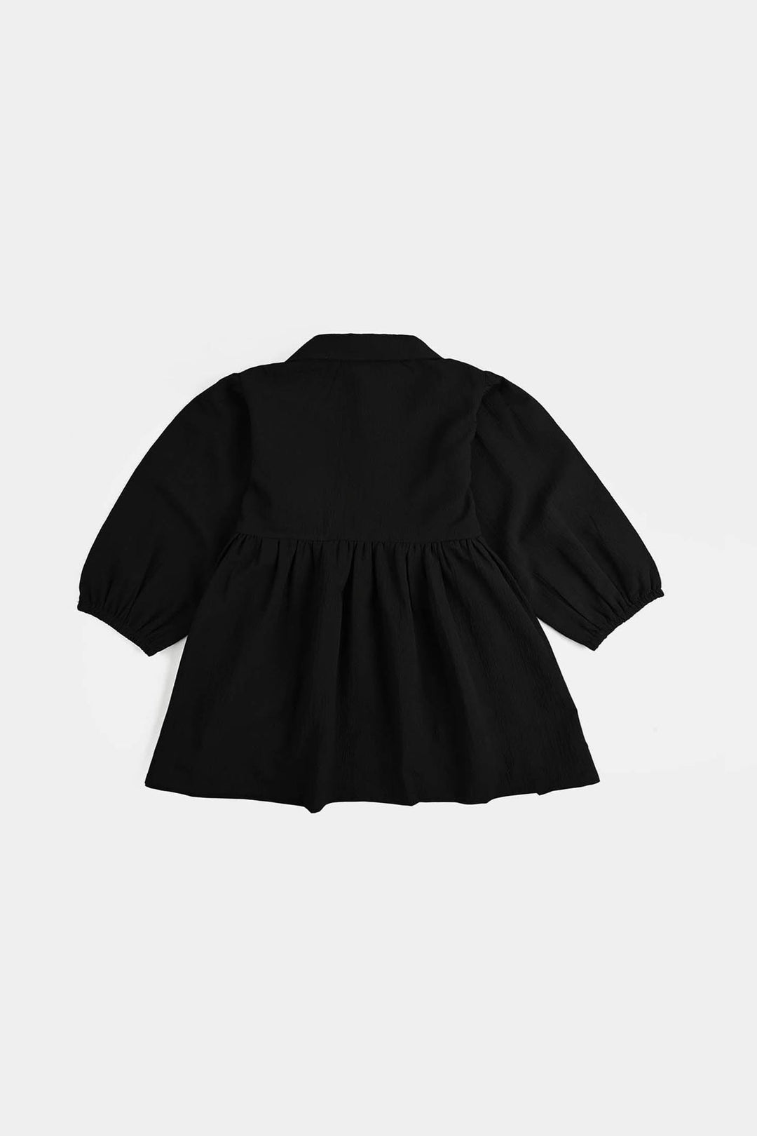 Infant Girls Poly Crinkle Emb Frock-BLACK