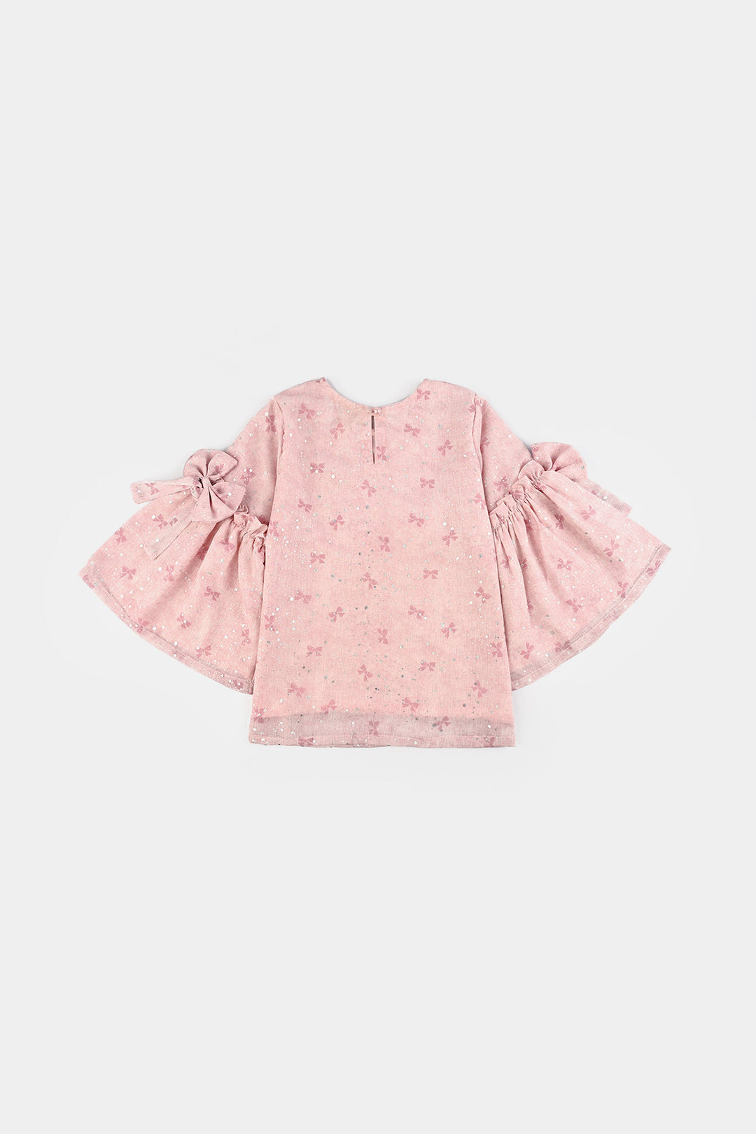 Girls Chiffon Casual Top Pink Bow