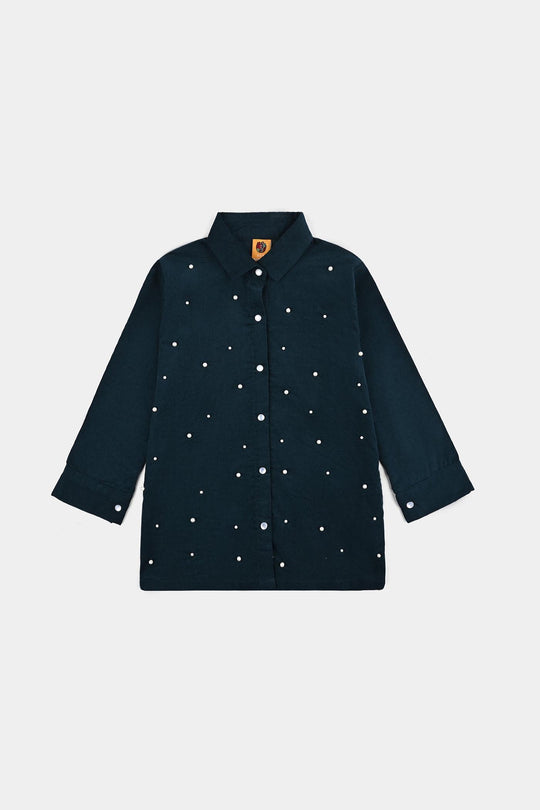 Girls Corduroy Top Aqua-Teal.Green