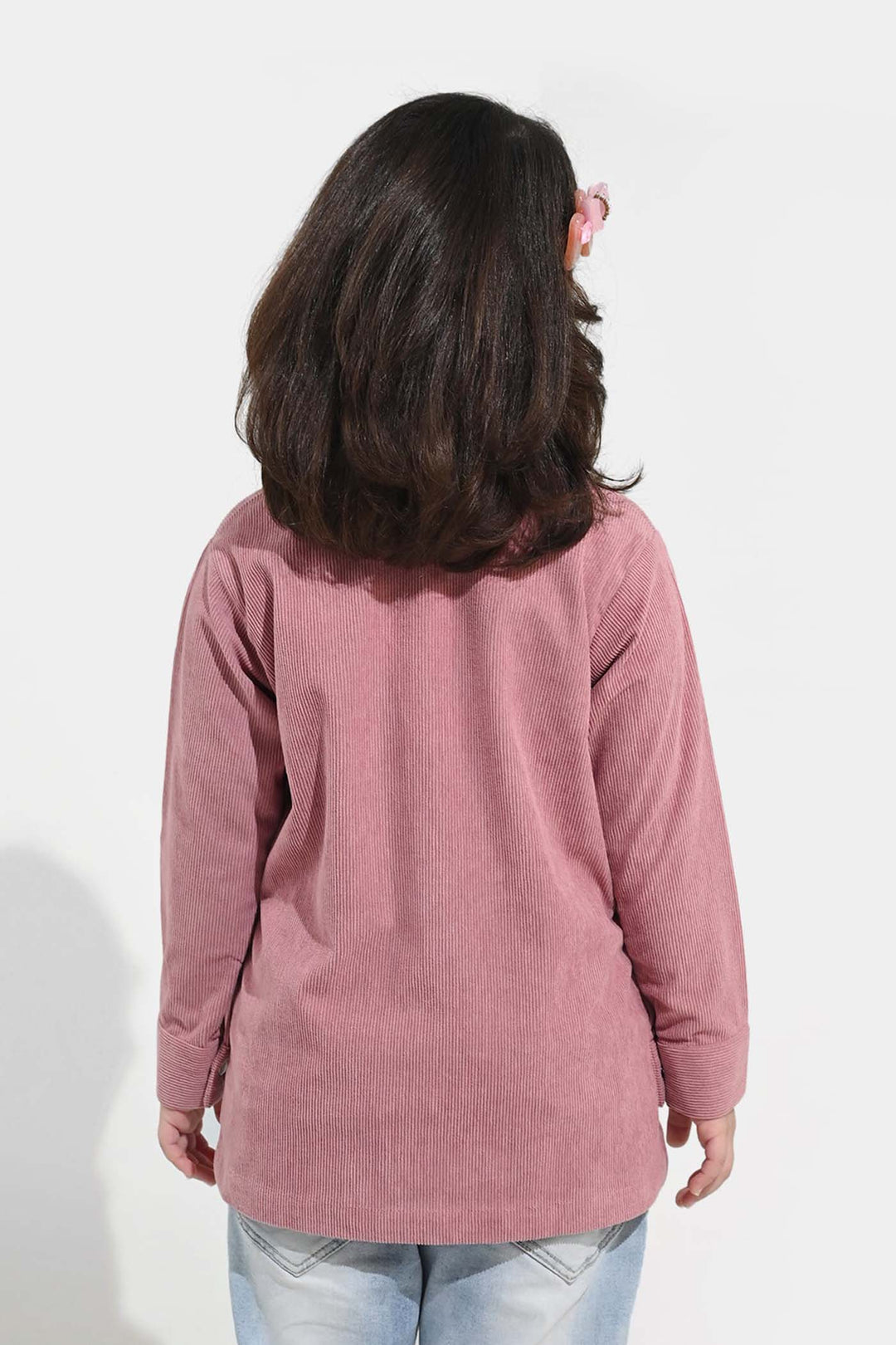 Girls Corduroy Emb Top Pearls and Diamonds