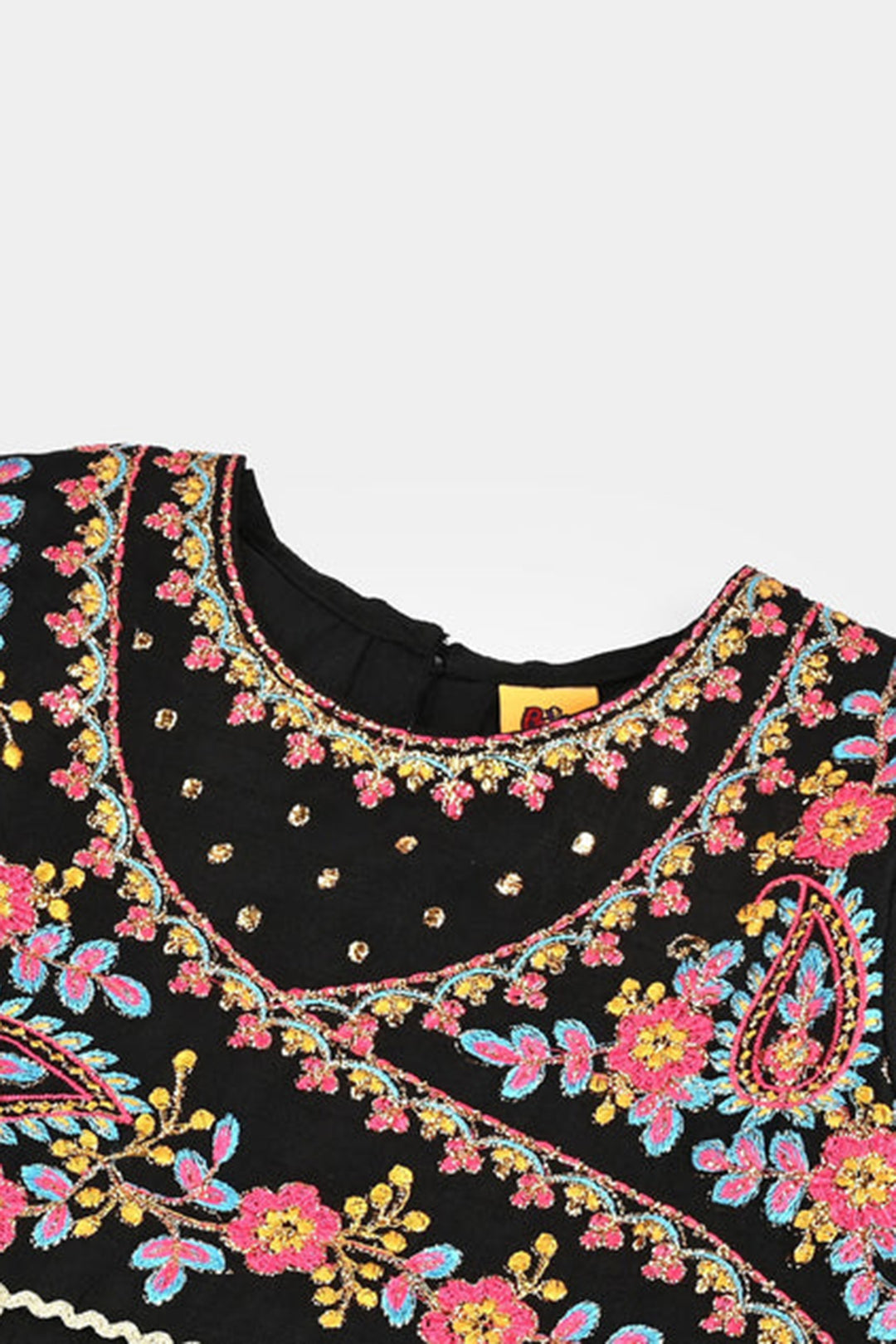 Girls Raw Silk Fancy 3Pcs - Black