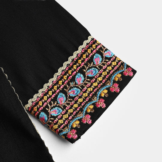 Girls Raw Silk Fancy 3Pcs - Black