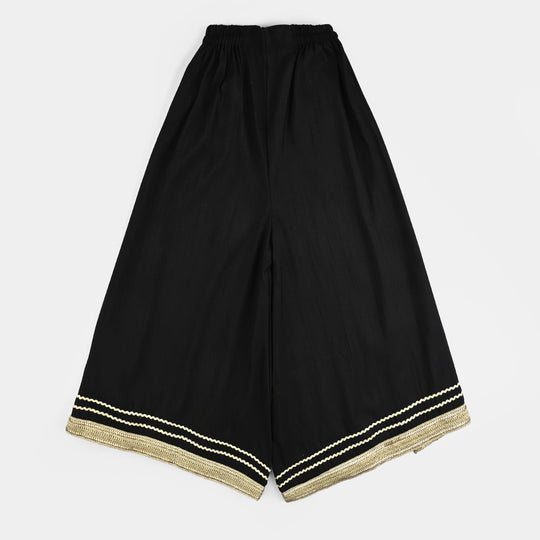 Girls Raw Silk Fancy 3Pcs - Black