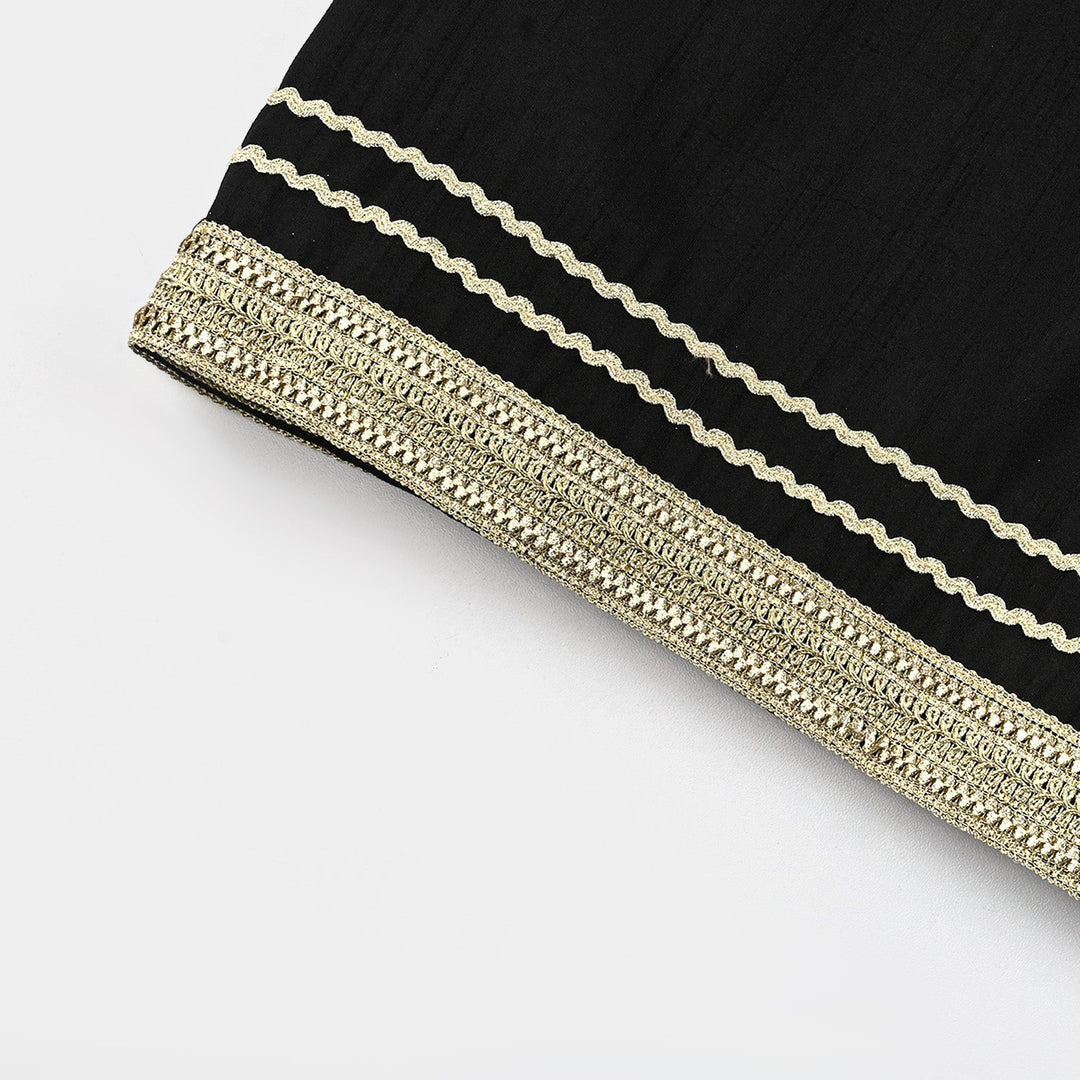 Girls Raw Silk Fancy 3Pcs - Black