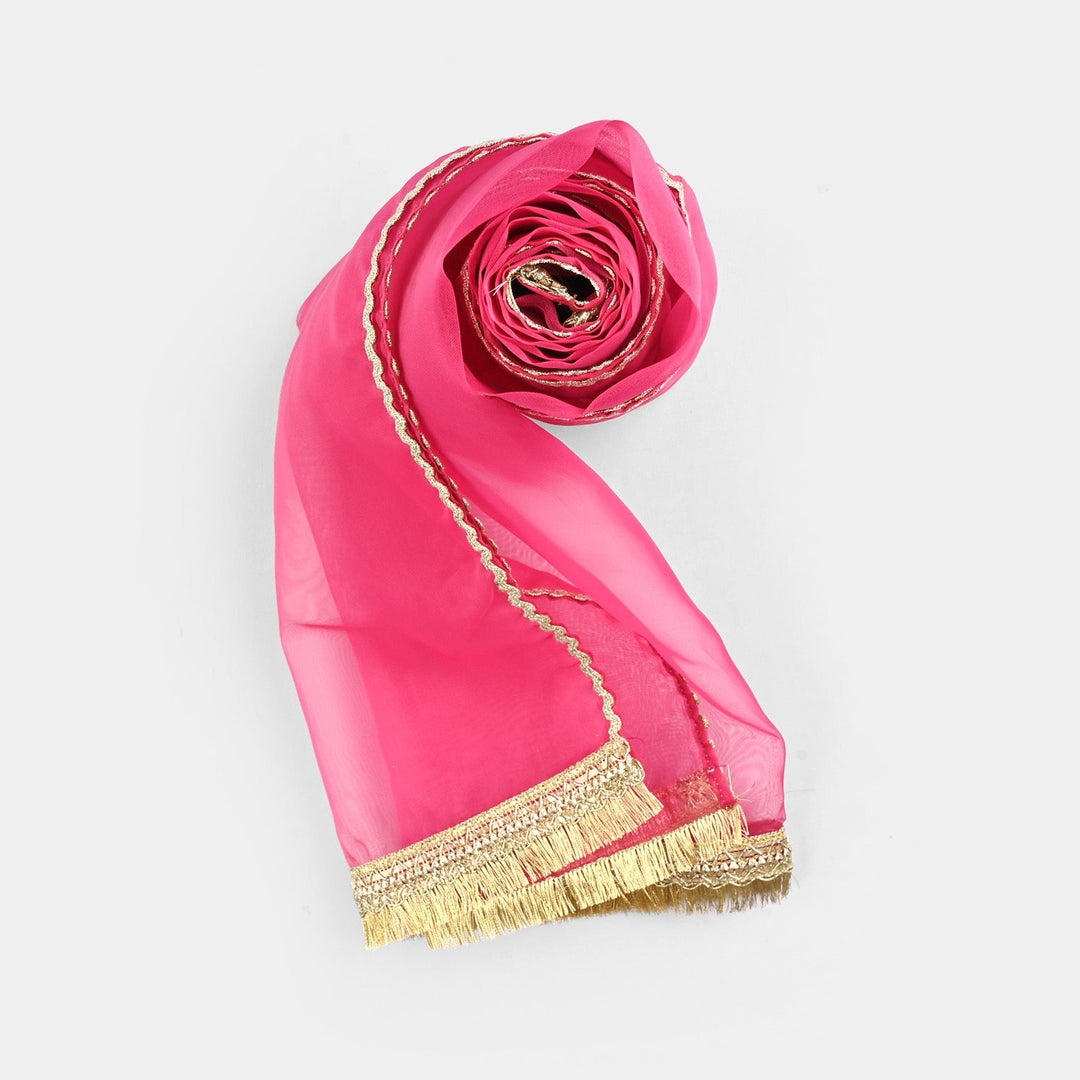 Girls Raw Silk Fancy 3Pcs - Black